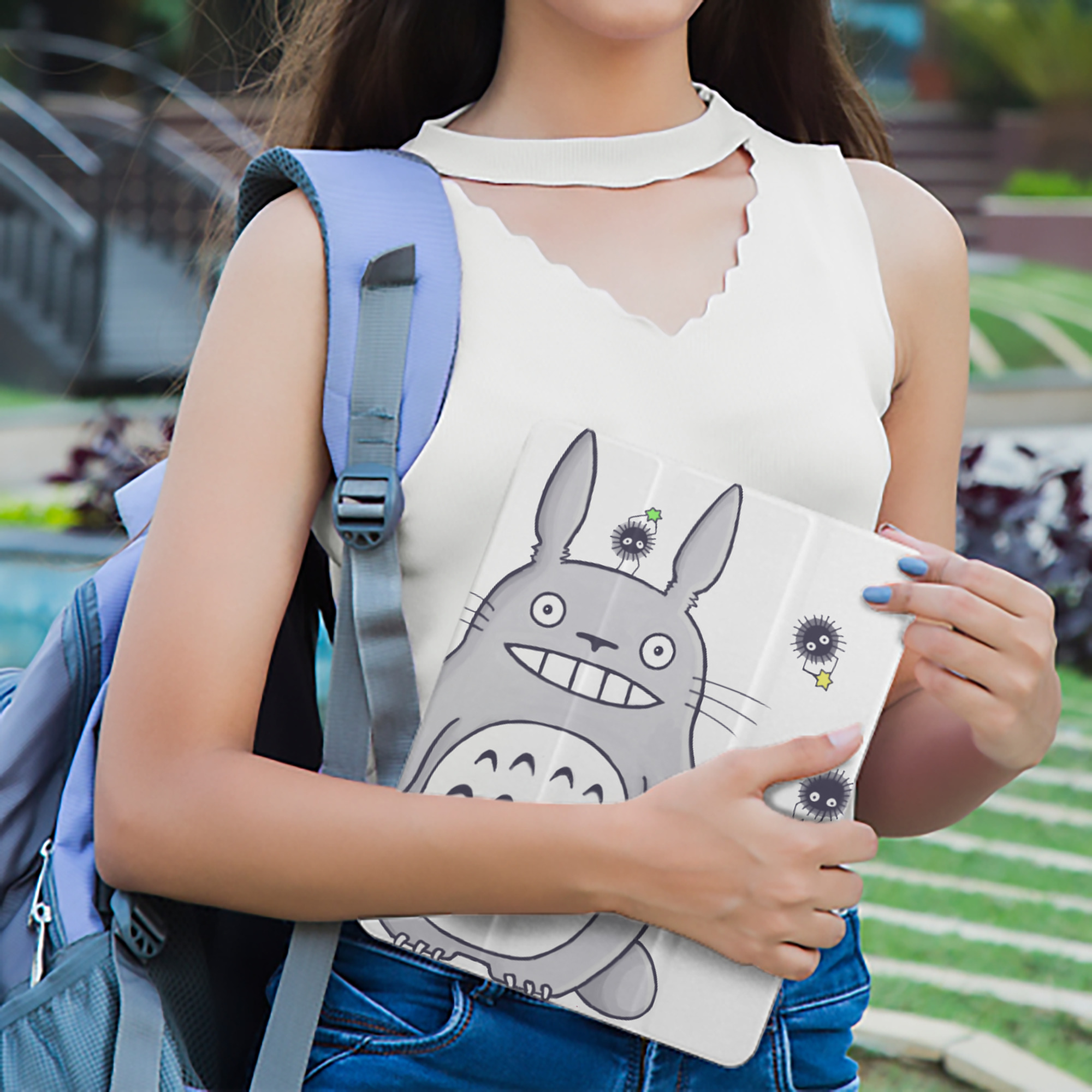 となりのトトロ 草壁メイ 草壁サツキ My Neighbor Totoro Satsuki Kusakabe Mei Kusakabe IPad ケース ペン収納付き 三つ折りスタンド PUレザー×シリコン 対応機種9.5/10.5/10.9インチ