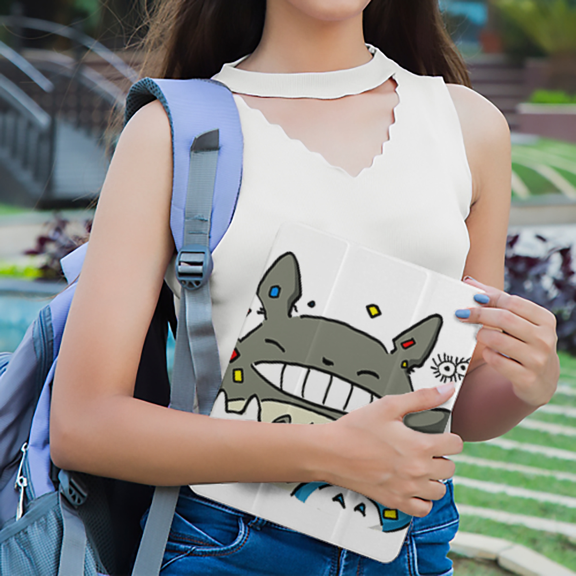 となりのトトロ 草壁メイ 草壁サツキ My Neighbor Totoro Satsuki Kusakabe Mei Kusakabe IPad ケース ペン収納付き 三つ折りスタンド PUレザー×シリコン 対応機種9.5/10.5/10.9インチ