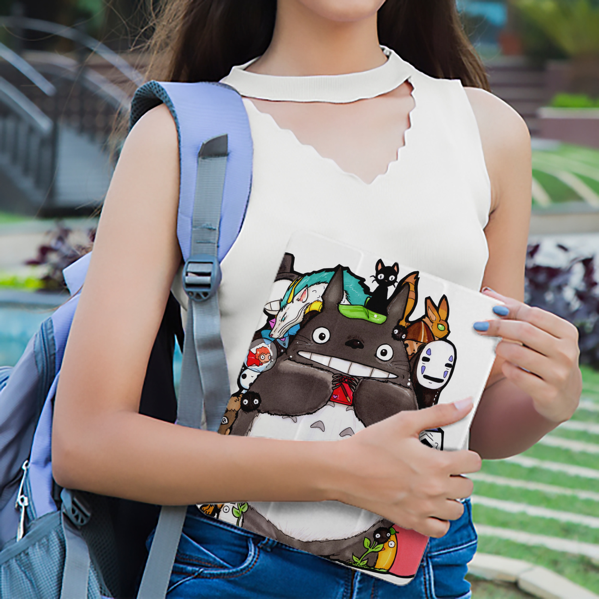 となりのトトロ 草壁メイ 草壁サツキ My Neighbor Totoro Satsuki Kusakabe Mei Kusakabe IPad ケース ペン収納付き 三つ折りスタンド PUレザー×シリコン 対応機種9.5/10.5/10.9インチ