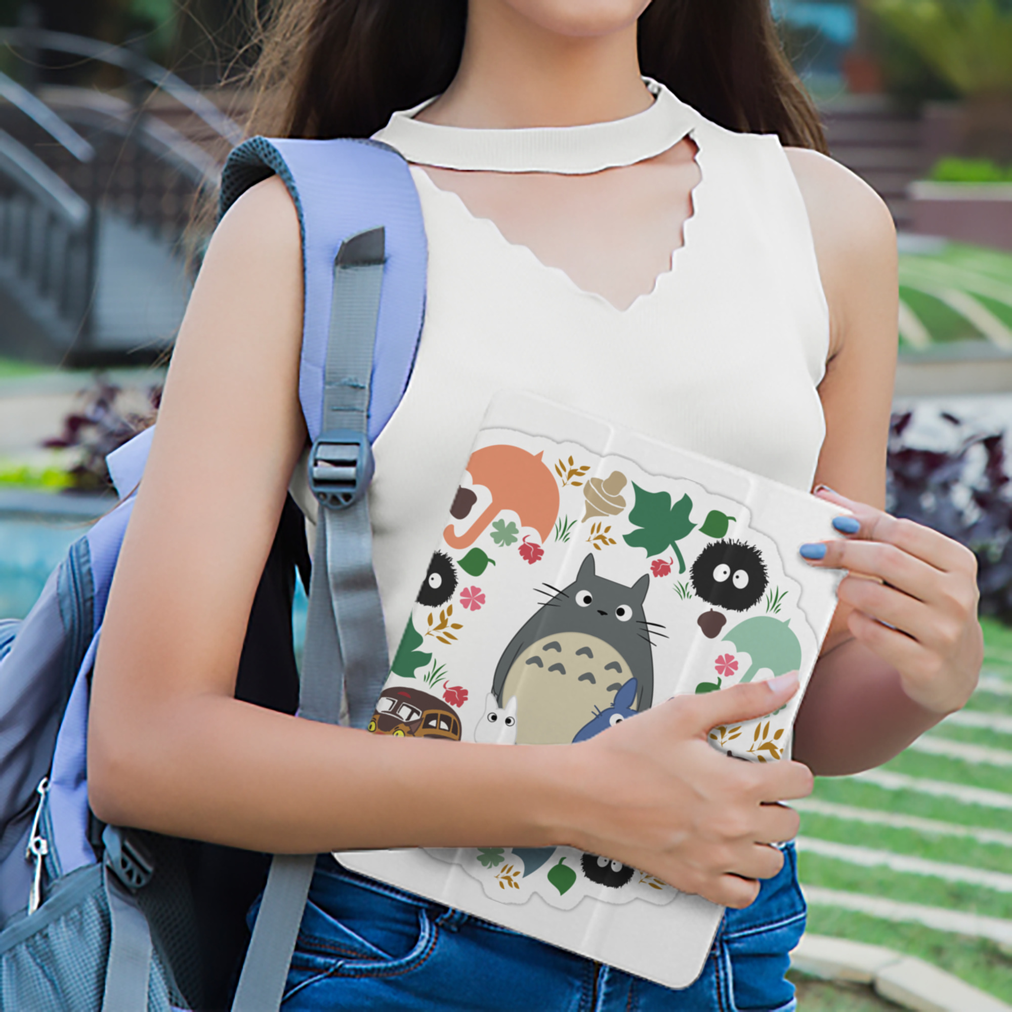 となりのトトロ 草壁メイ 草壁サツキ My Neighbor Totoro Satsuki Kusakabe Mei Kusakabe IPad ケース ペン収納付き 三つ折りスタンド PUレザー×シリコン 対応機種9.5/10.5/10.9インチ