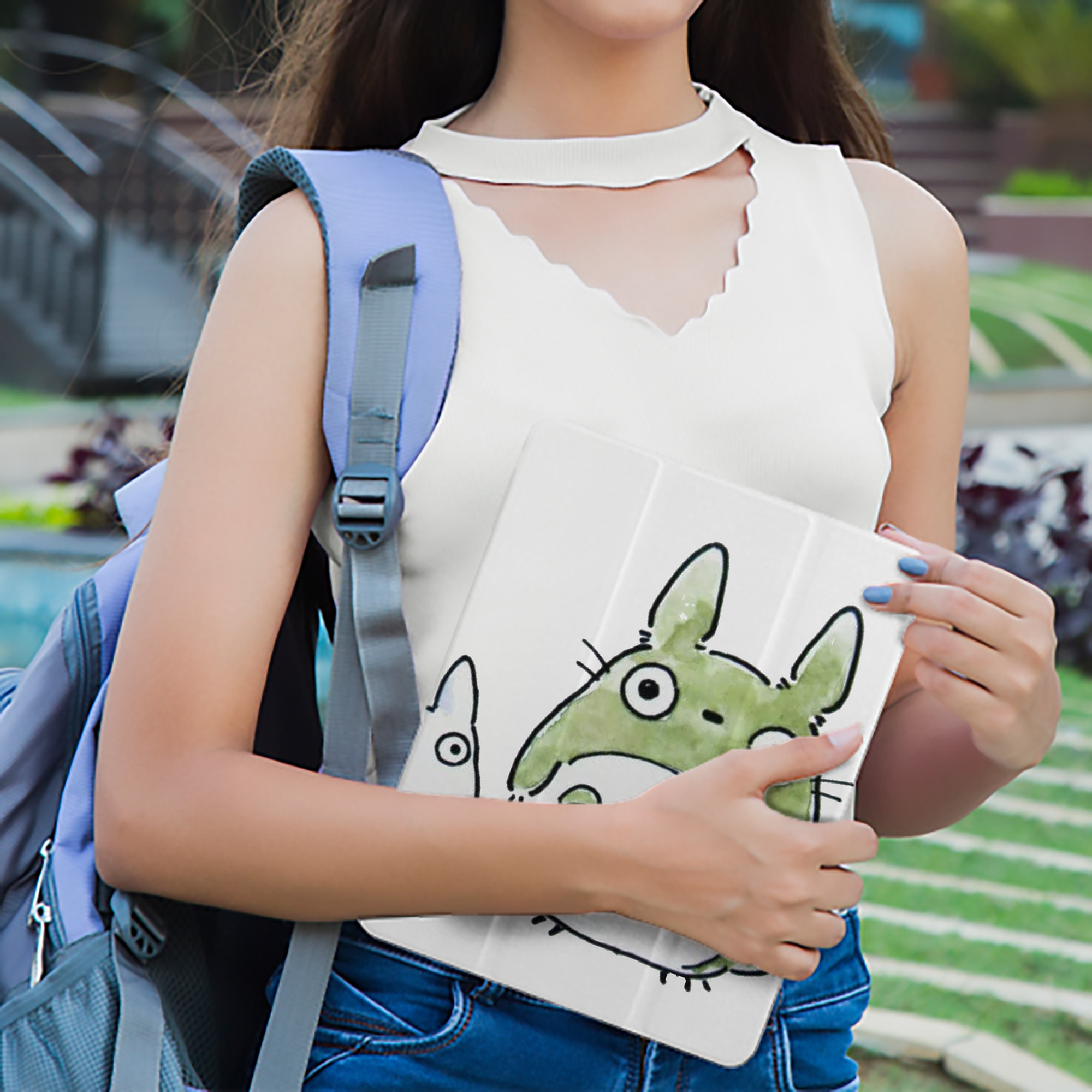 となりのトトロ 草壁メイ 草壁サツキ My Neighbor Totoro Satsuki Kusakabe Mei Kusakabe IPad ケース ペン収納付き 三つ折りスタンド PUレザー×シリコン 対応機種9.5/10.5/10.9インチ