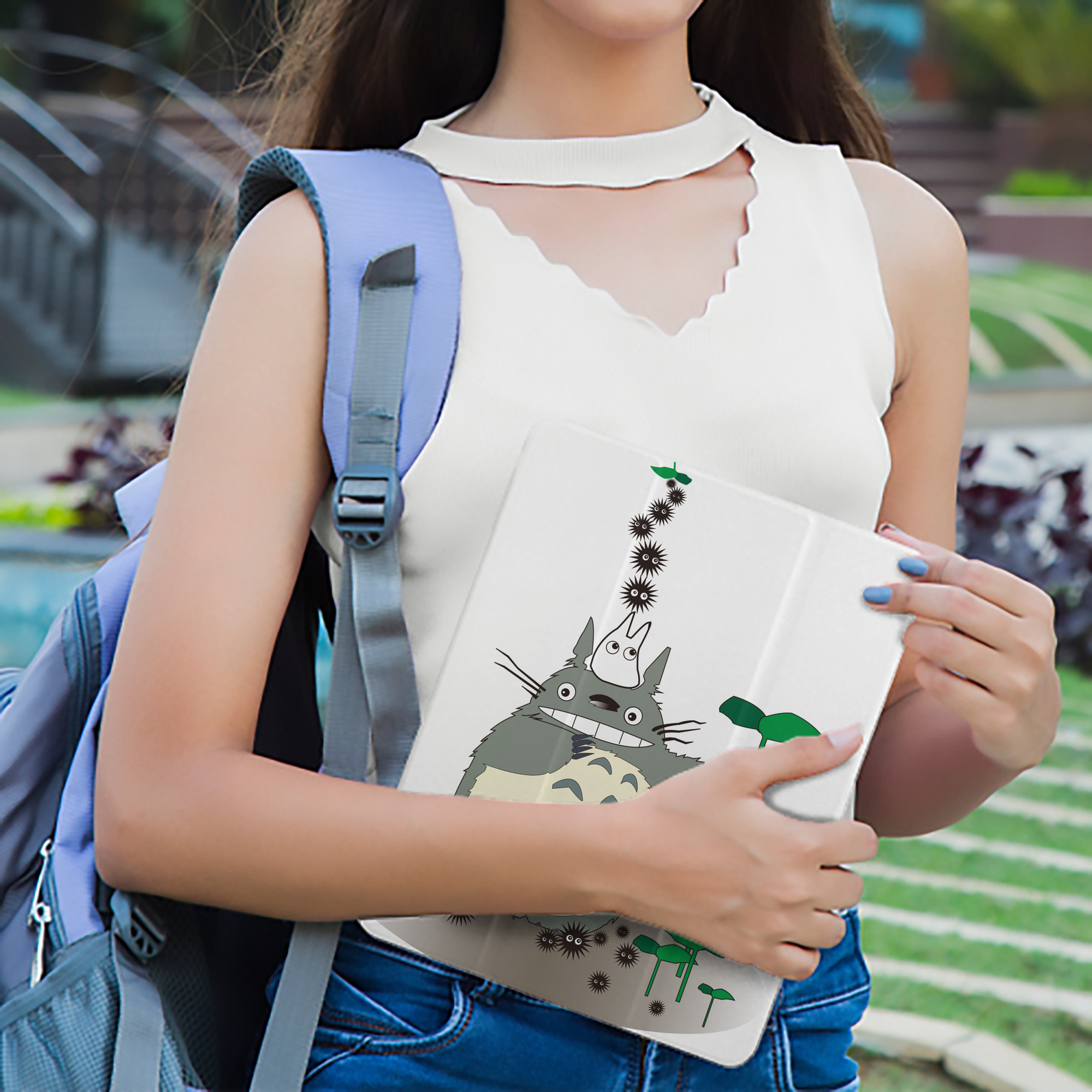 となりのトトロ 草壁メイ 草壁サツキ My Neighbor Totoro Satsuki Kusakabe Mei Kusakabe IPad ケース ペン収納付き 三つ折りスタンド PUレザー×シリコン 対応機種9.5/10.5/10.9インチ