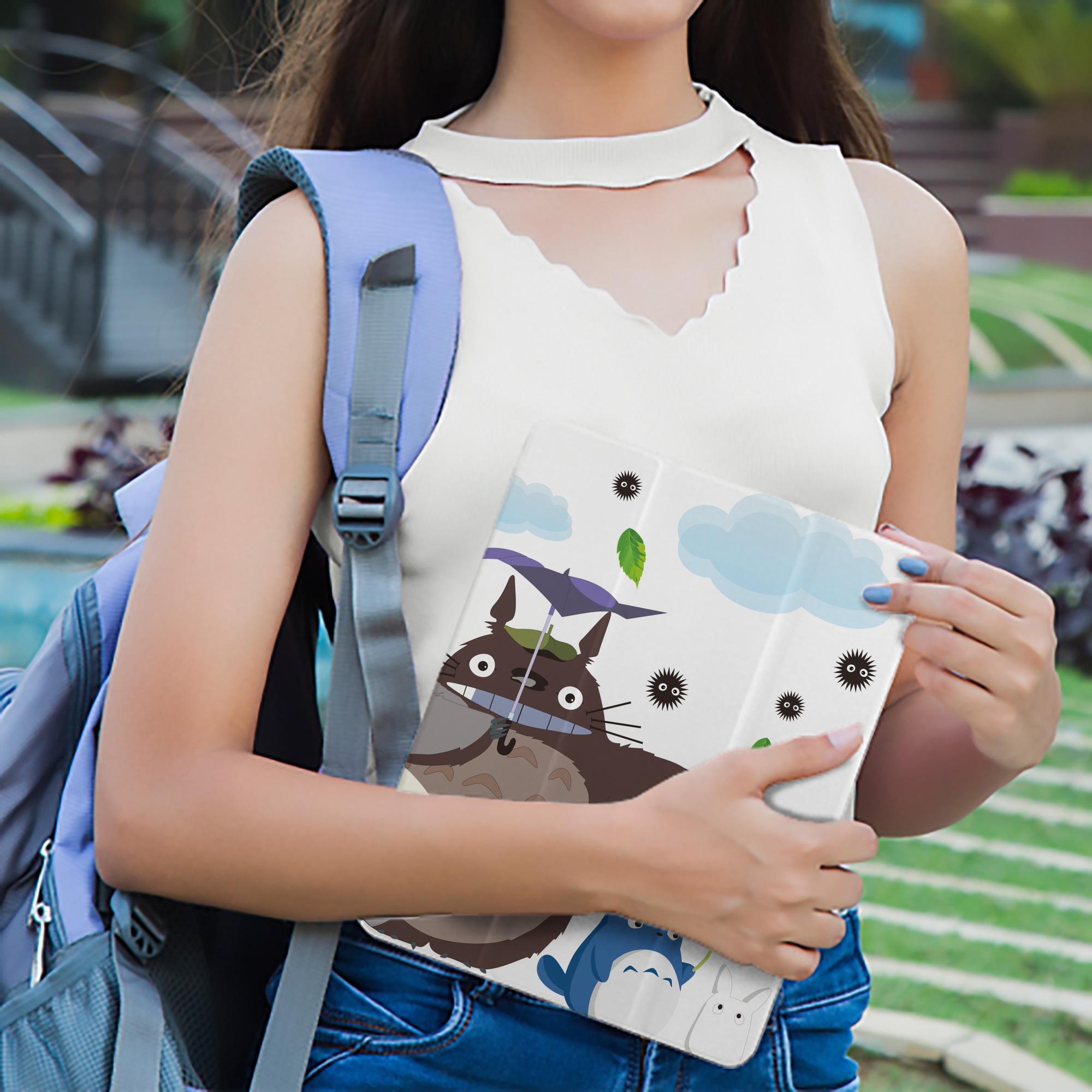 となりのトトロ 草壁メイ 草壁サツキ My Neighbor Totoro Satsuki Kusakabe Mei Kusakabe IPad ケース ペン収納付き 三つ折りスタンド PUレザー×シリコン 対応機種9.5/10.5/10.9インチ
