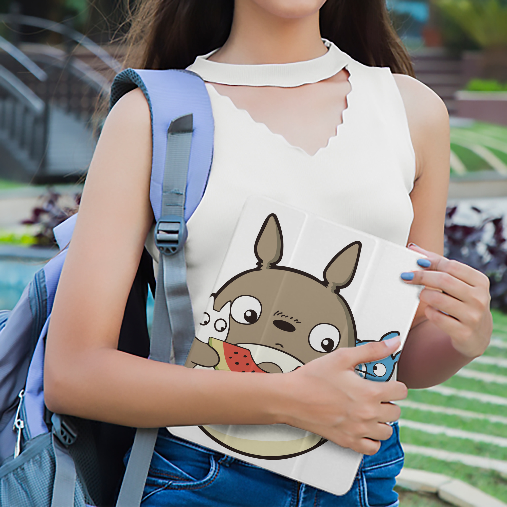 となりのトトロ 草壁メイ 草壁サツキ My Neighbor Totoro Satsuki Kusakabe Mei Kusakabe IPad ケース ペン収納付き 三つ折りスタンド PUレザー×シリコン 対応機種9.5/10.5/10.9インチ