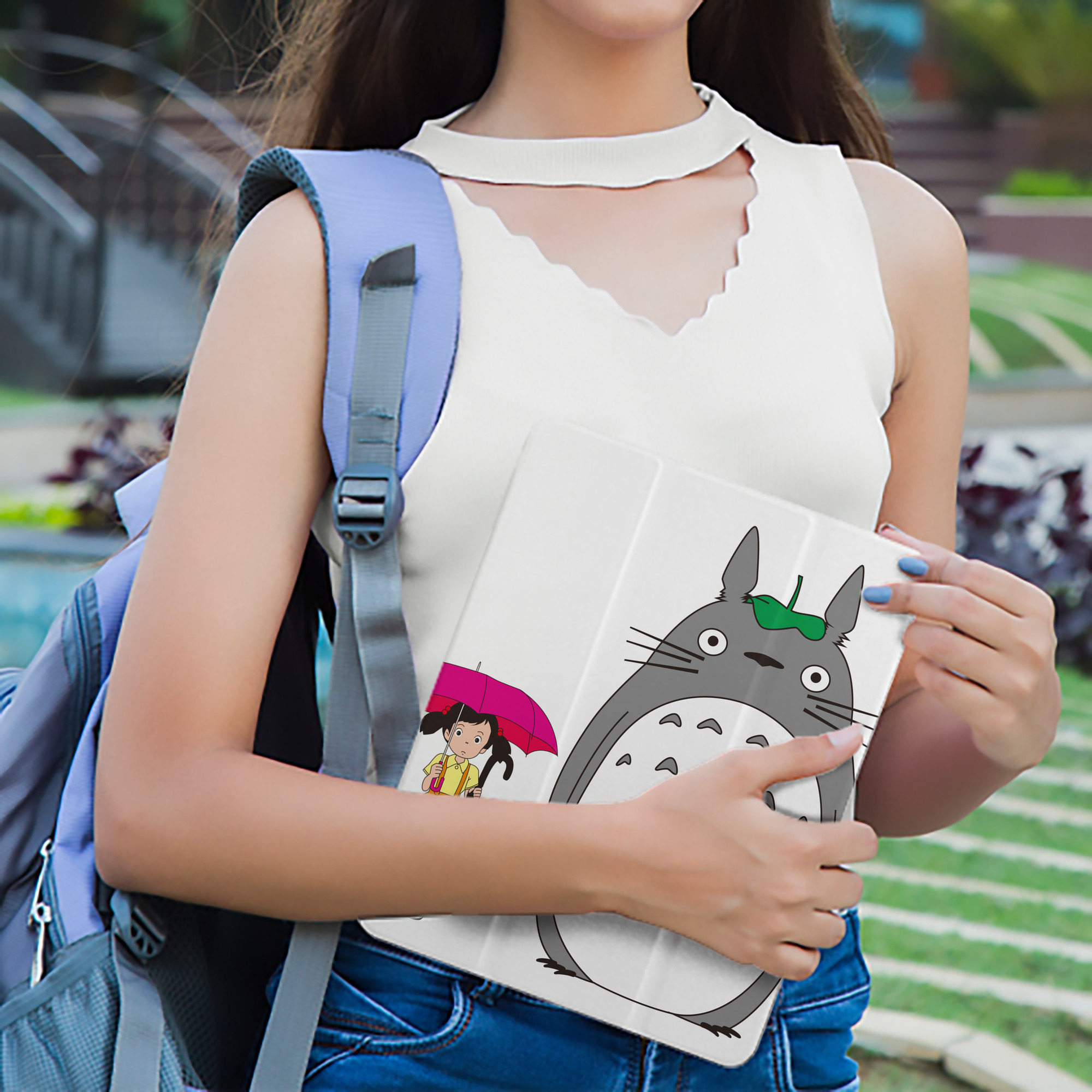 となりのトトロ 草壁メイ 草壁サツキ My Neighbor Totoro Satsuki Kusakabe Mei Kusakabe IPad ケース ペン収納付き 三つ折りスタンド PUレザー×シリコン 対応機種9.5/10.5/10.9インチ