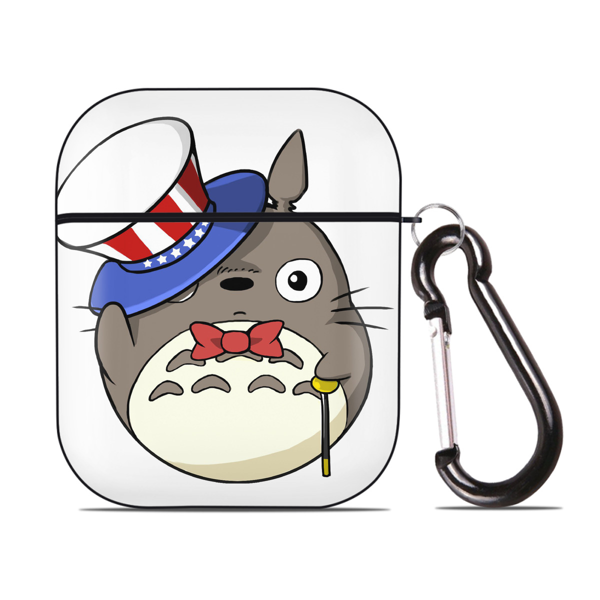 （画像用） となりのトトロ 草壁メイ 草壁サツキ My Neighbor Totoro Satsuki Kusakabe Mei Kusakabe AirPods 第2世代保護ケース ハードシェル ブラック 耐衝撃・防指紋・カラビナ付き