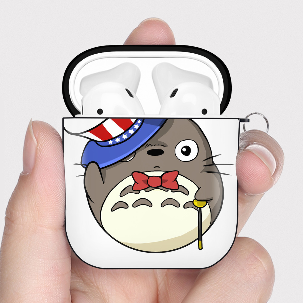 （画像用） となりのトトロ 草壁メイ 草壁サツキ My Neighbor Totoro Satsuki Kusakabe Mei Kusakabe AirPods 第2世代保護ケース ハードシェル ブラック 耐衝撃・防指紋・カラビナ付き
