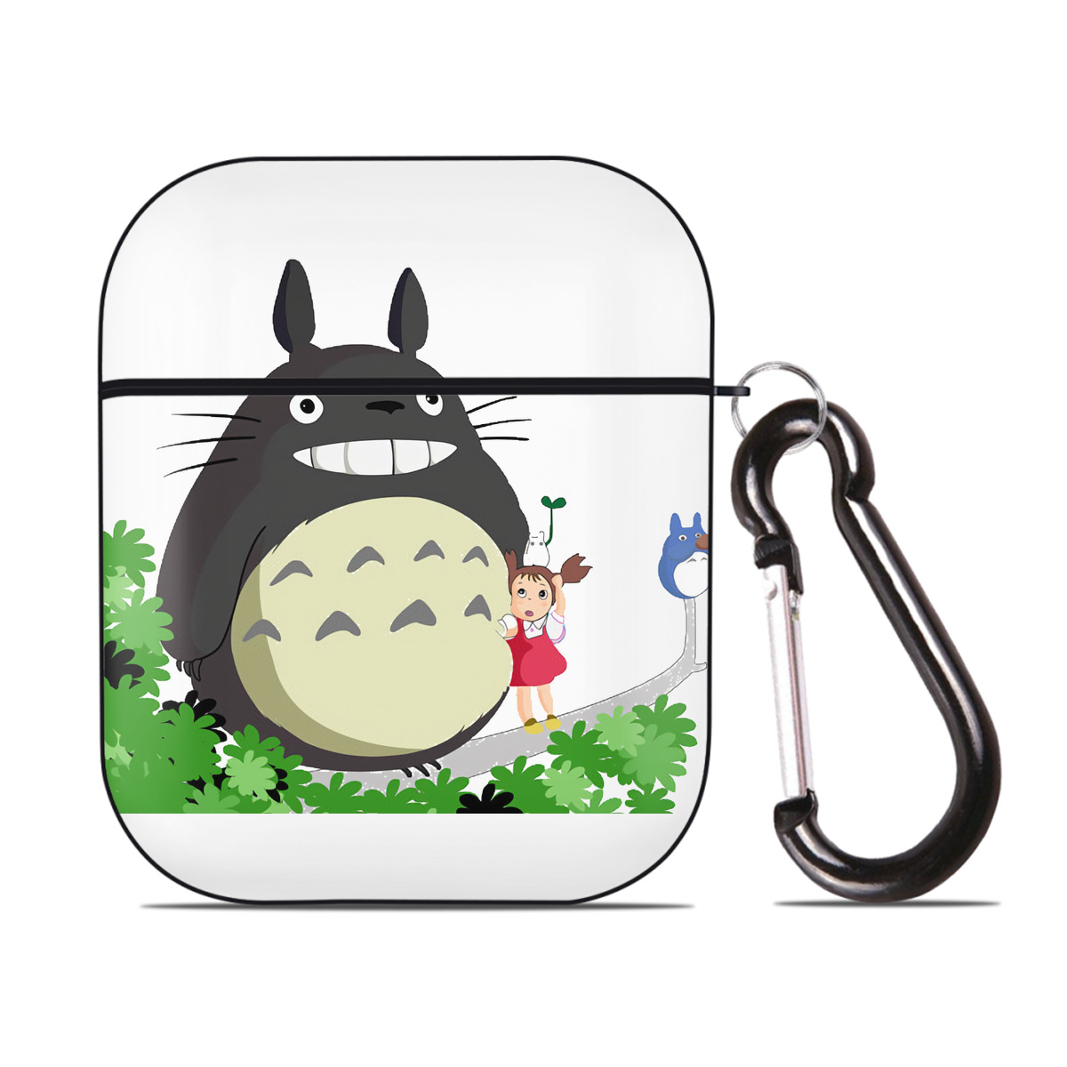 （画像用） となりのトトロ 草壁メイ 草壁サツキ My Neighbor Totoro Satsuki Kusakabe Mei Kusakabe AirPods 第2世代保護ケース ハードシェル ブラック 耐衝撃・防指紋・カラビナ付き