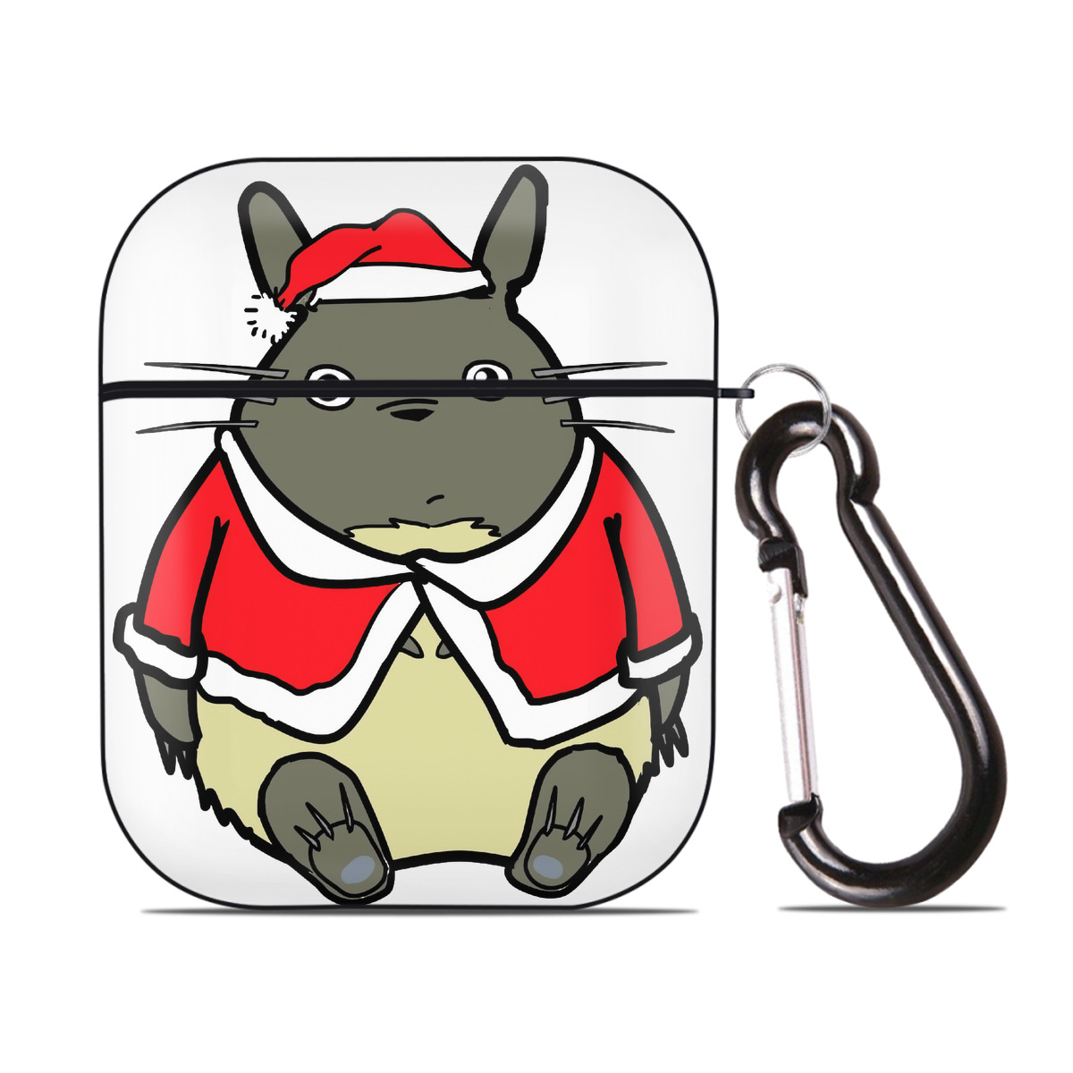 （画像用） となりのトトロ 草壁メイ 草壁サツキ My Neighbor Totoro Satsuki Kusakabe Mei Kusakabe AirPods 第2世代保護ケース ハードシェル ブラック 耐衝撃・防指紋・カラビナ付き