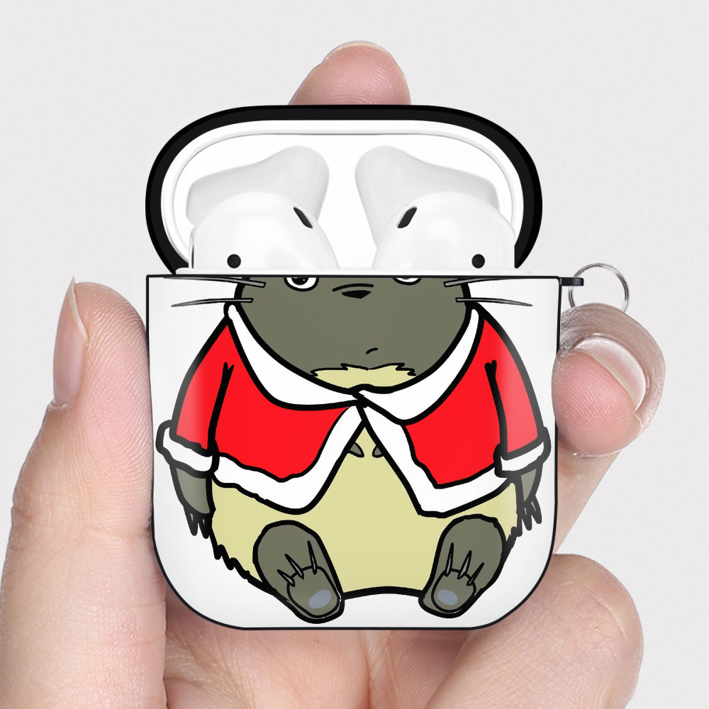 （画像用） となりのトトロ 草壁メイ 草壁サツキ My Neighbor Totoro Satsuki Kusakabe Mei Kusakabe AirPods 第2世代保護ケース ハードシェル ブラック 耐衝撃・防指紋・カラビナ付き