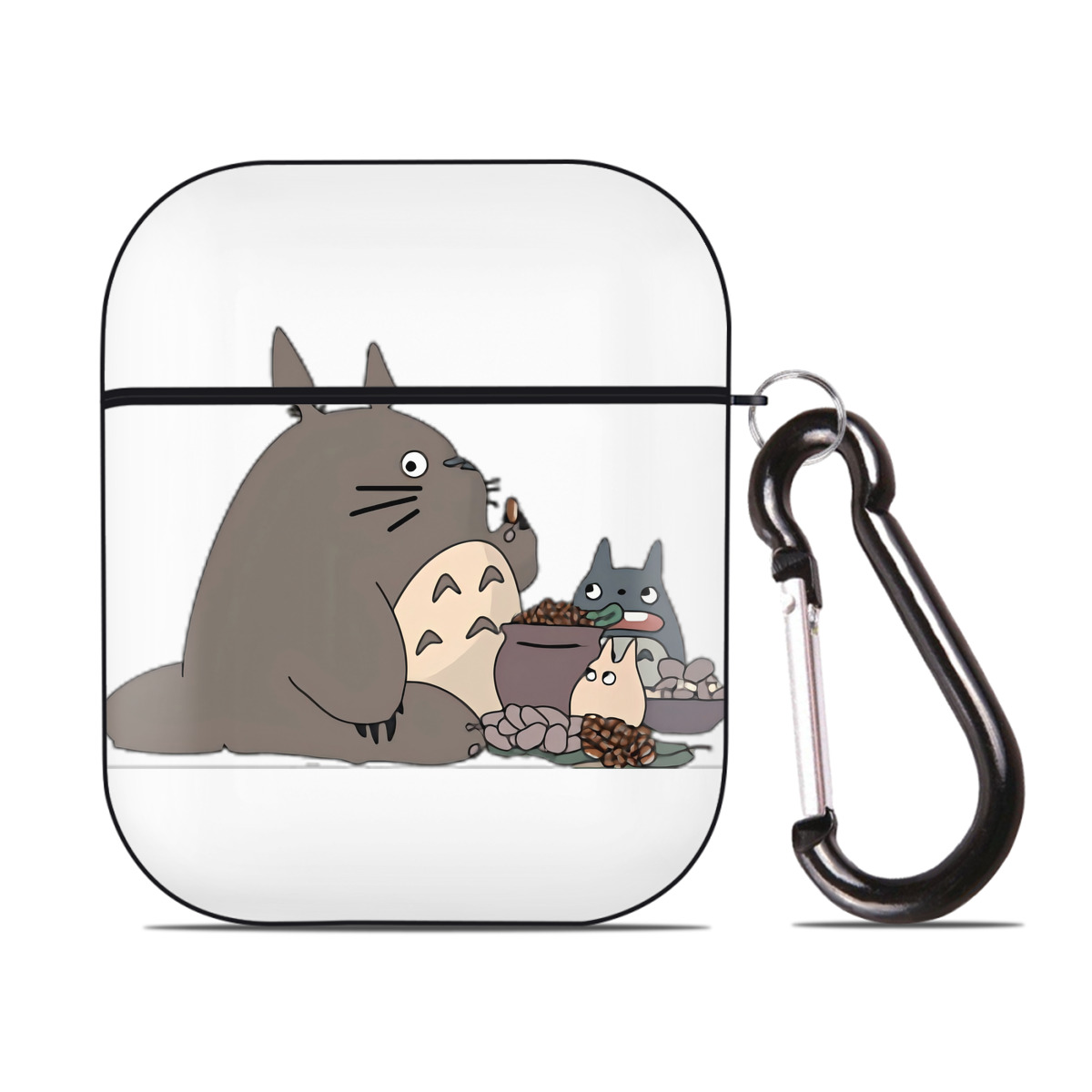 （画像用） となりのトトロ 草壁メイ 草壁サツキ My Neighbor Totoro Satsuki Kusakabe Mei Kusakabe AirPods 第2世代保護ケース ハードシェル ブラック 耐衝撃・防指紋・カラビナ付き