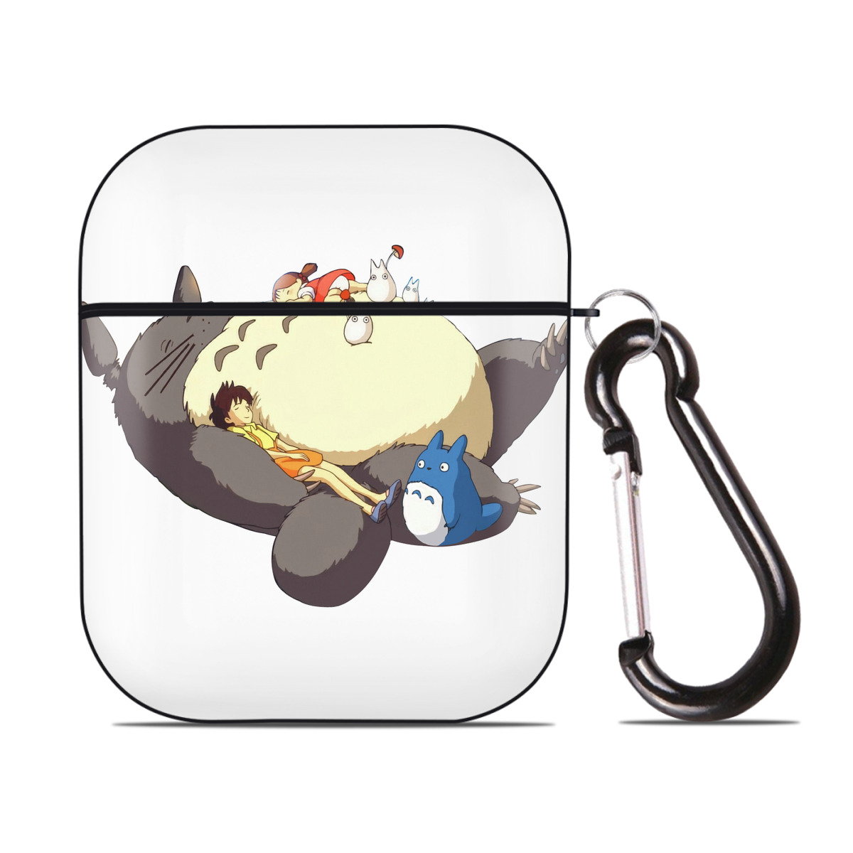 （画像用） となりのトトロ 草壁メイ 草壁サツキ My Neighbor Totoro Satsuki Kusakabe Mei Kusakabe AirPods 第2世代保護ケース ハードシェル ブラック 耐衝撃・防指紋・カラビナ付き