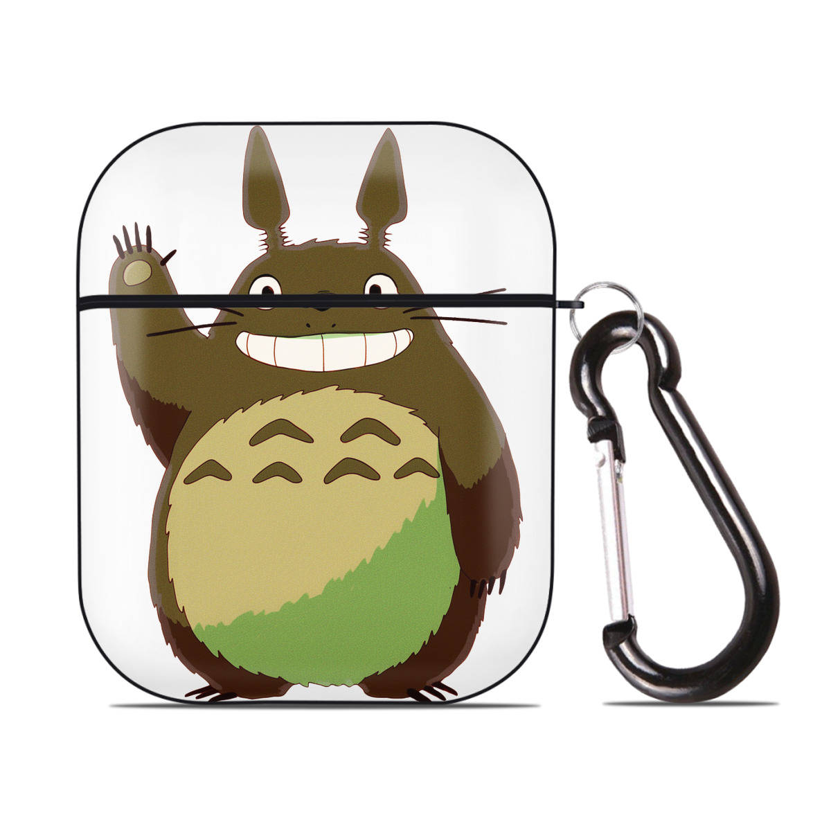 （画像用） となりのトトロ 草壁メイ 草壁サツキ My Neighbor Totoro Satsuki Kusakabe Mei Kusakabe AirPods 第2世代保護ケース ハードシェル ブラック 耐衝撃・防指紋・カラビナ付き