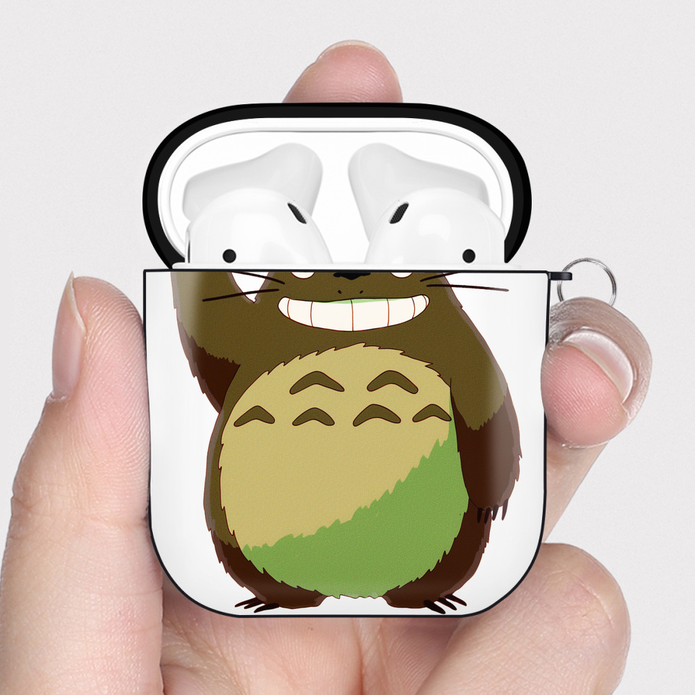 （画像用） となりのトトロ 草壁メイ 草壁サツキ My Neighbor Totoro Satsuki Kusakabe Mei Kusakabe AirPods 第2世代保護ケース ハードシェル ブラック 耐衝撃・防指紋・カラビナ付き
