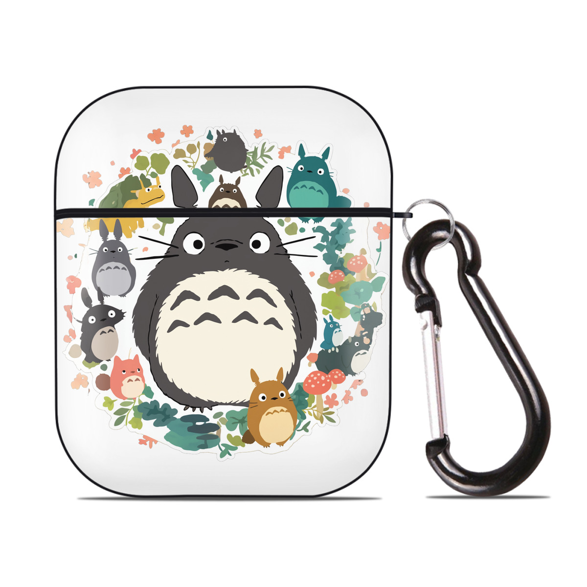 （画像用） となりのトトロ 草壁メイ 草壁サツキ My Neighbor Totoro Satsuki Kusakabe Mei Kusakabe AirPods 第2世代保護ケース ハードシェル ブラック 耐衝撃・防指紋・カラビナ付き