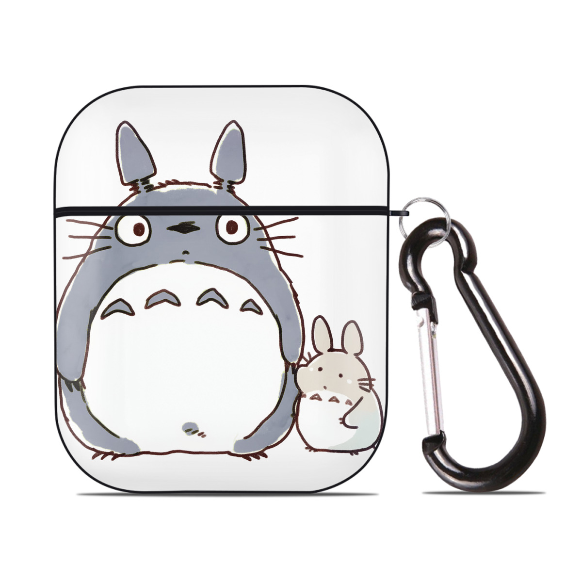 （画像用） となりのトトロ 草壁メイ 草壁サツキ My Neighbor Totoro Satsuki Kusakabe Mei Kusakabe AirPods 第2世代保護ケース ハードシェル ブラック 耐衝撃・防指紋・カラビナ付き