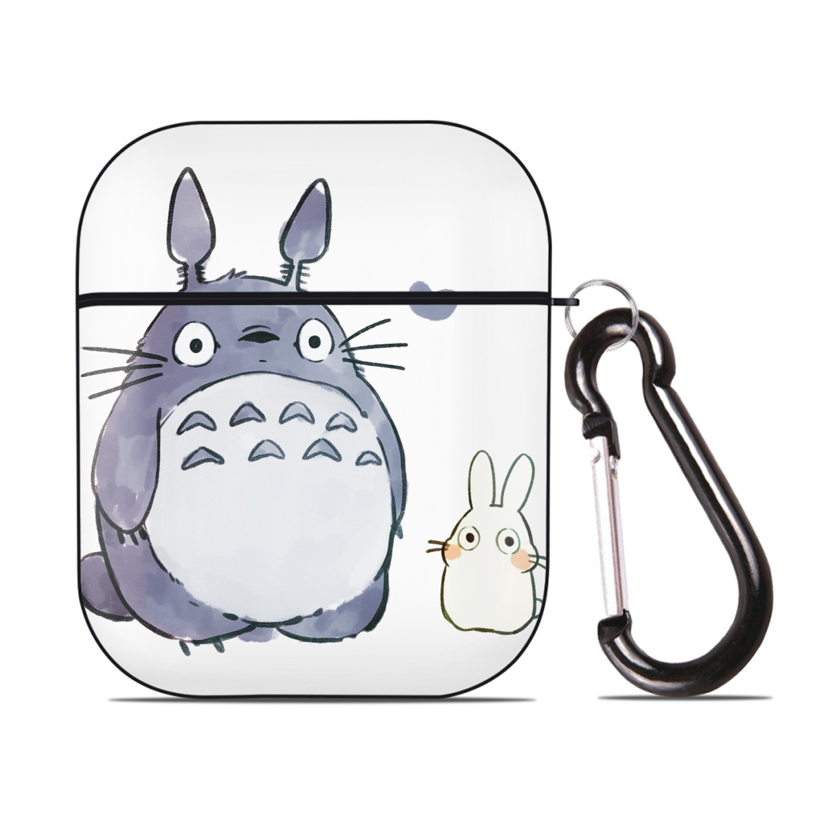 （画像用） となりのトトロ 草壁メイ 草壁サツキ My Neighbor Totoro Satsuki Kusakabe Mei Kusakabe AirPods 第2世代保護ケース ハードシェル ブラック 耐衝撃・防指紋・カラビナ付き