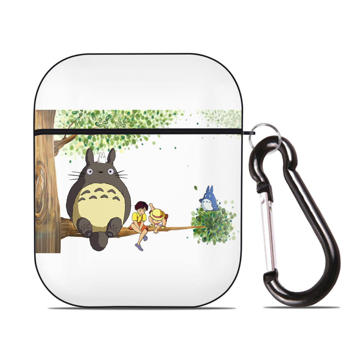 （画像用） となりのトトロ 草壁メイ 草壁サツキ My Neighbor Totoro Satsuki Kusakabe Mei Kusakabe AirPods 第2世代保護ケース ハードシェル ブラック 耐衝撃・防指紋・カラビナ付き