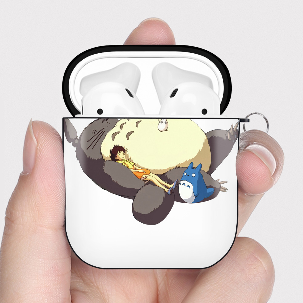 （画像用） となりのトトロ 草壁メイ 草壁サツキ My Neighbor Totoro Satsuki Kusakabe Mei Kusakabe AirPods 第2世代保護ケース ハードシェル ブラック 耐衝撃・防指紋・カラビナ付き