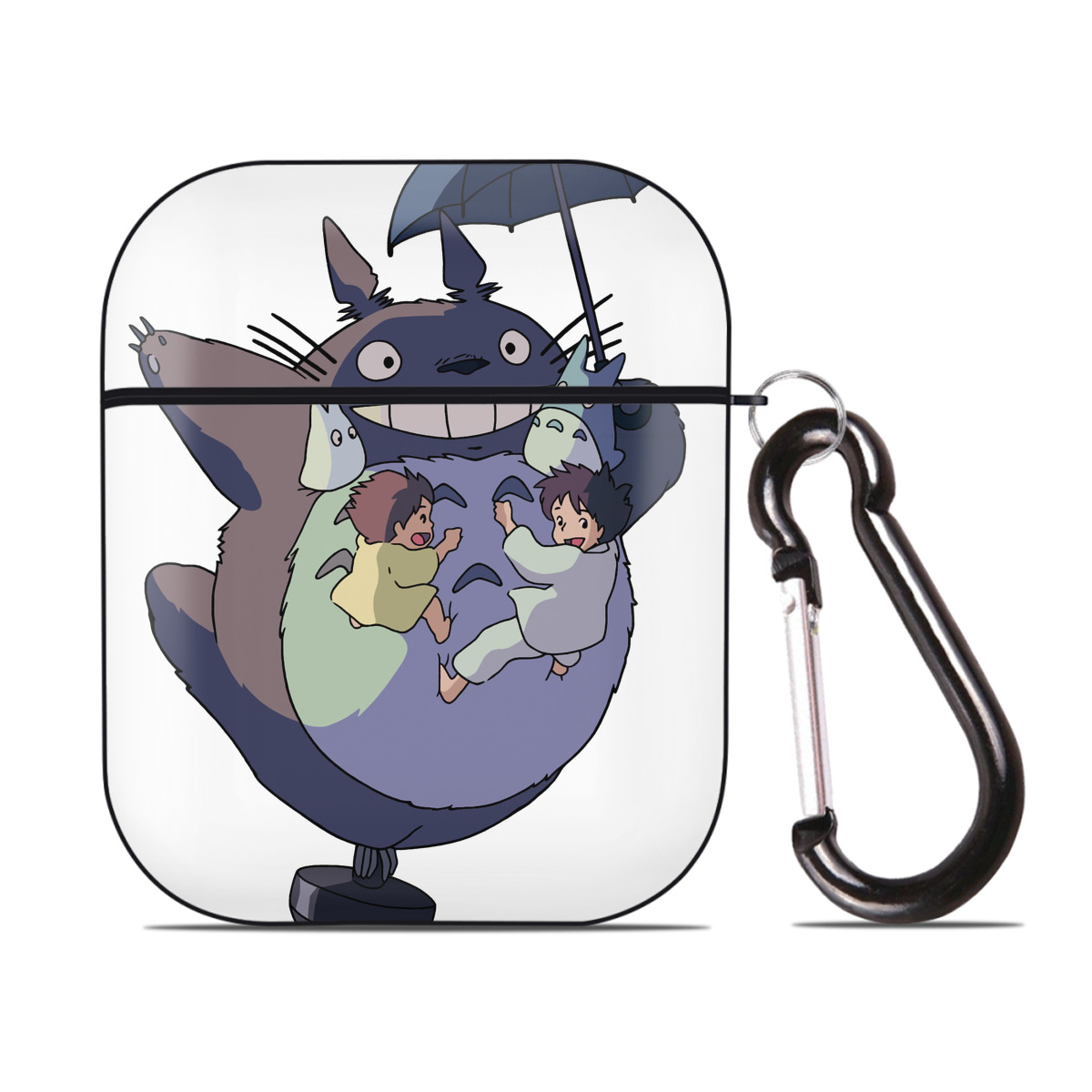 （画像用） となりのトトロ 草壁メイ 草壁サツキ My Neighbor Totoro Satsuki Kusakabe Mei Kusakabe AirPods 第2世代保護ケース ハードシェル ブラック 耐衝撃・防指紋・カラビナ付き
