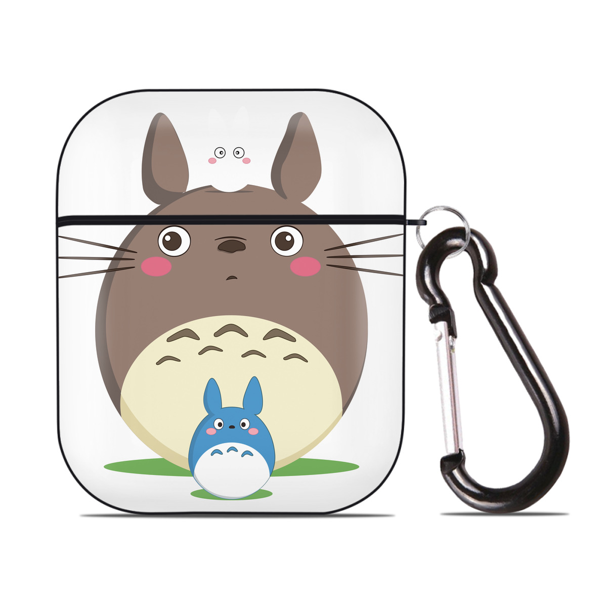 （画像用） となりのトトロ 草壁メイ 草壁サツキ My Neighbor Totoro Satsuki Kusakabe Mei Kusakabe AirPods 第2世代保護ケース ハードシェル ブラック 耐衝撃・防指紋・カラビナ付き