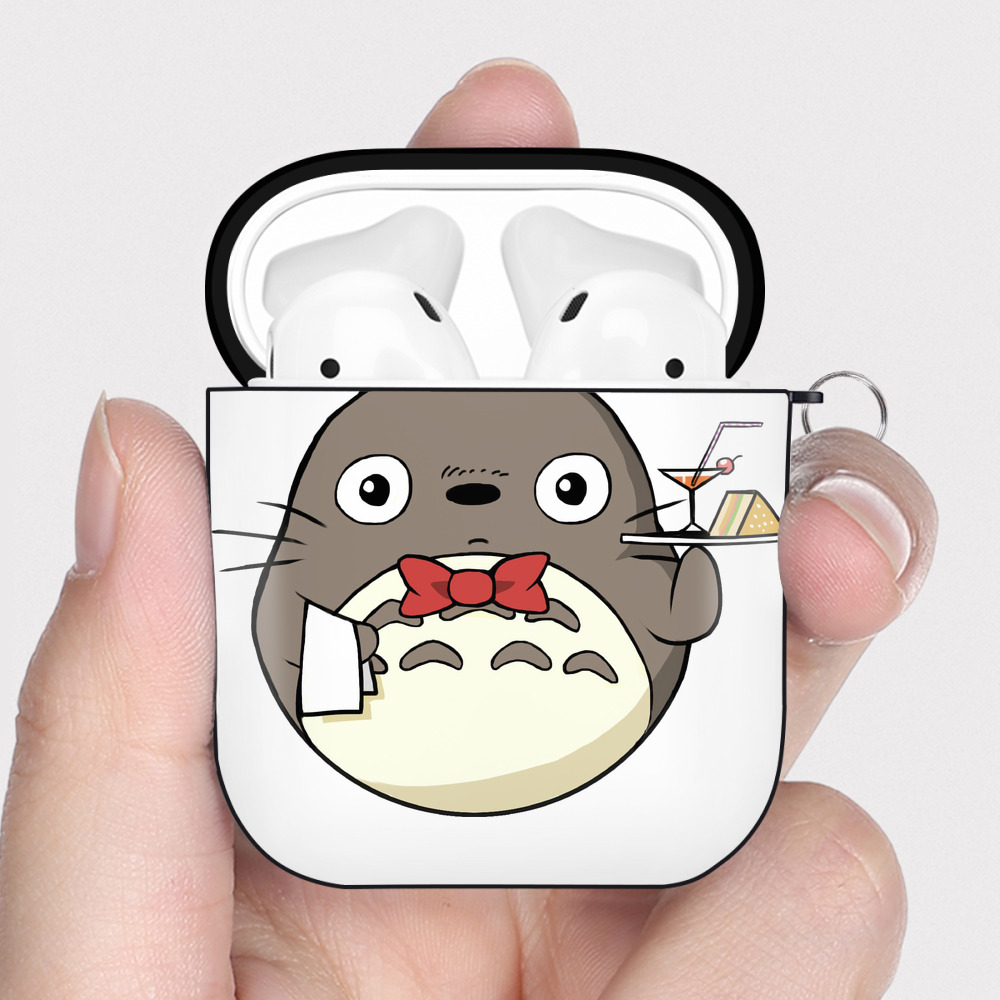 （画像用） となりのトトロ 草壁メイ 草壁サツキ My Neighbor Totoro Satsuki Kusakabe Mei Kusakabe AirPods 第2世代保護ケース ハードシェル ブラック 耐衝撃・防指紋・カラビナ付き