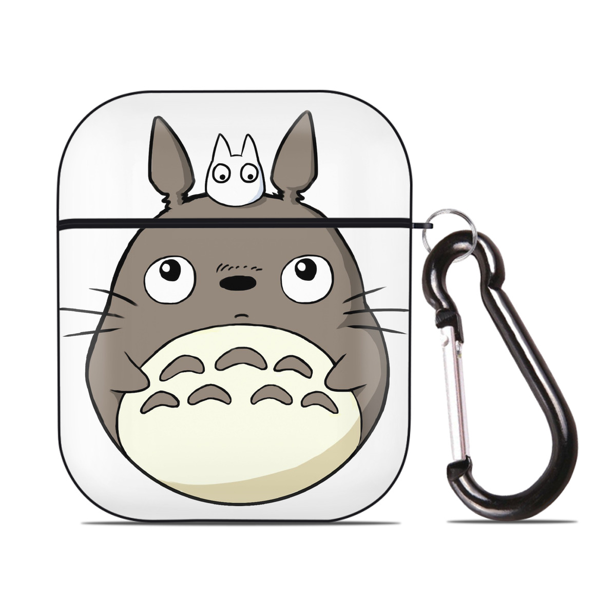 （画像用） となりのトトロ 草壁メイ 草壁サツキ My Neighbor Totoro Satsuki Kusakabe Mei Kusakabe AirPods 第2世代保護ケース ハードシェル ブラック 耐衝撃・防指紋・カラビナ付き