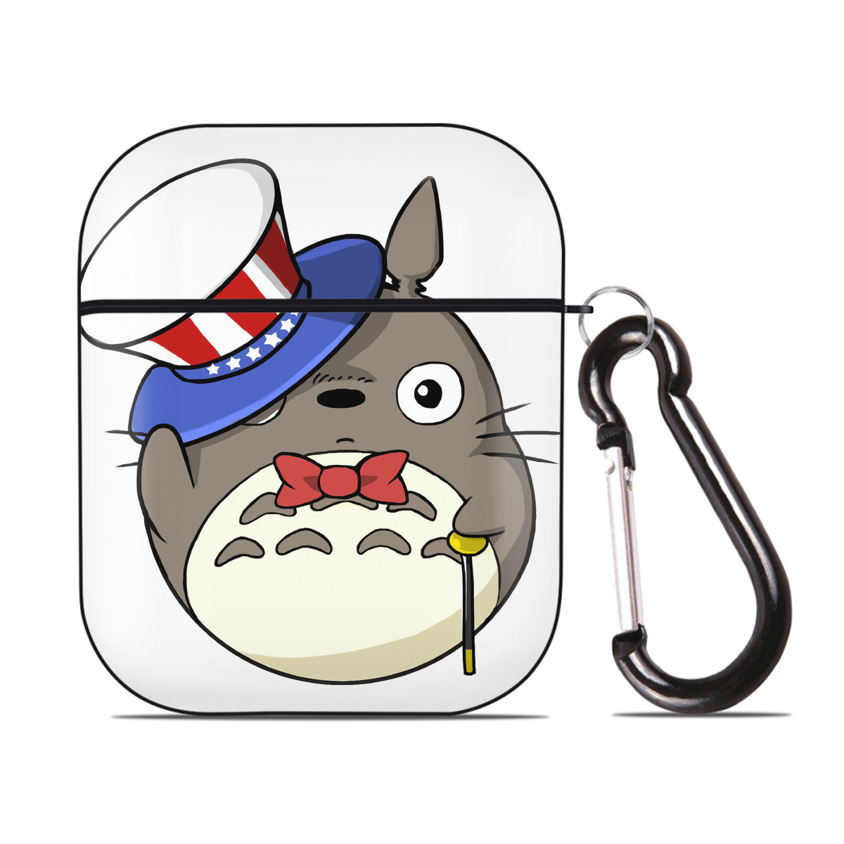 （画像用） となりのトトロ 草壁メイ 草壁サツキ My Neighbor Totoro Satsuki Kusakabe Mei Kusakabe AirPods 第2世代保護ケース ハードシェル ブラック 耐衝撃・防指紋・カラビナ付き