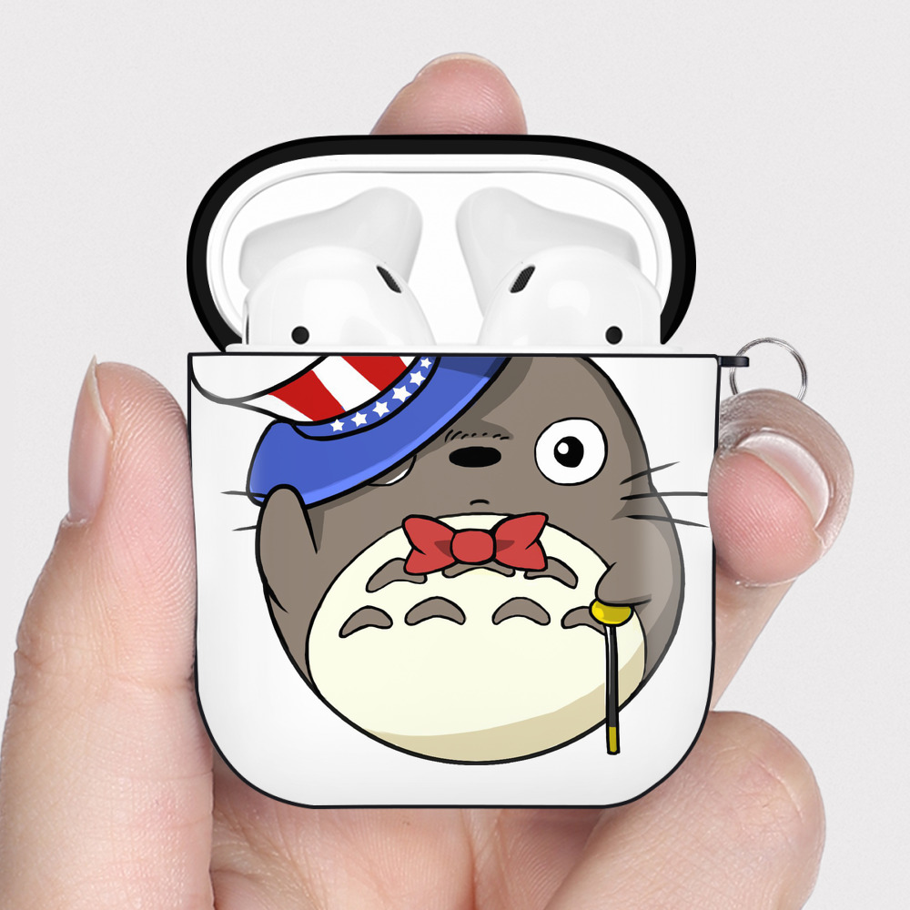 （画像用） となりのトトロ 草壁メイ 草壁サツキ My Neighbor Totoro Satsuki Kusakabe Mei Kusakabe AirPods 第2世代保護ケース ハードシェル ブラック 耐衝撃・防指紋・カラビナ付き