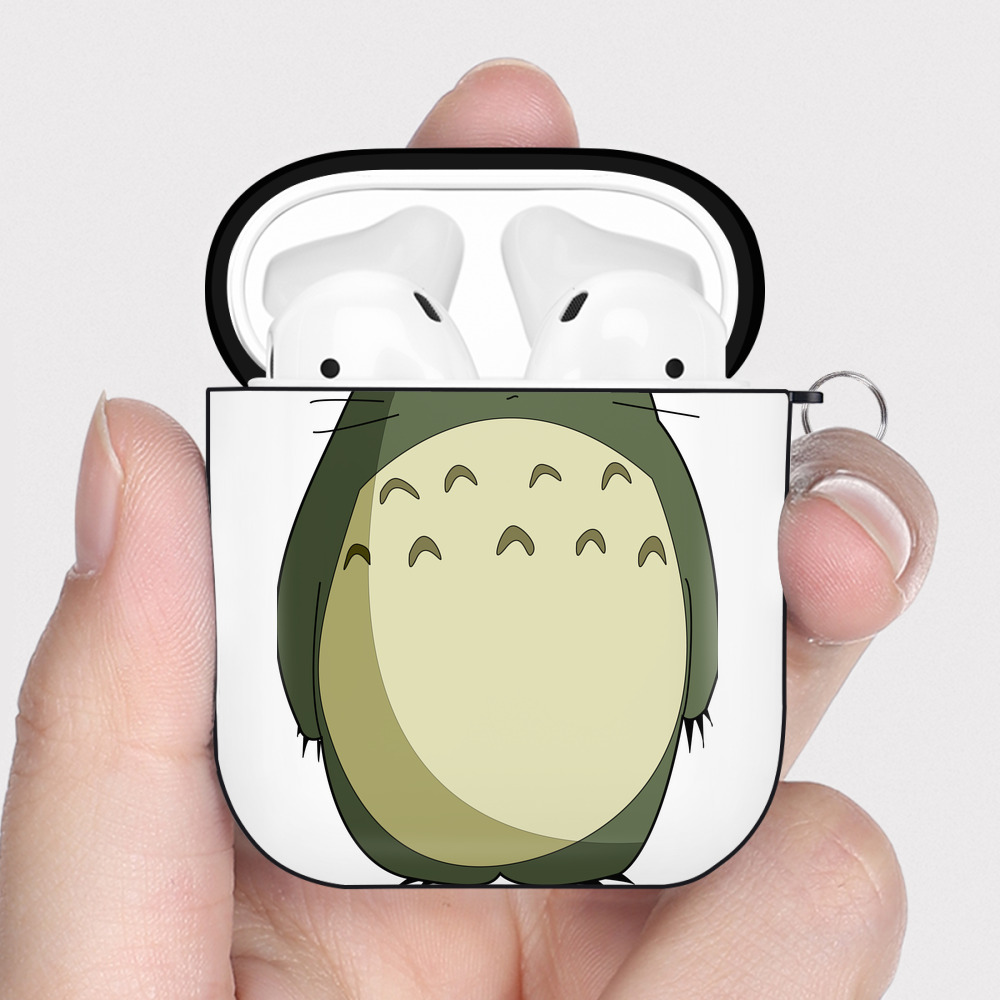 （画像用） となりのトトロ 草壁メイ 草壁サツキ My Neighbor Totoro Satsuki Kusakabe Mei Kusakabe AirPods 第2世代保護ケース ハードシェル ブラック 耐衝撃・防指紋・カラビナ付き