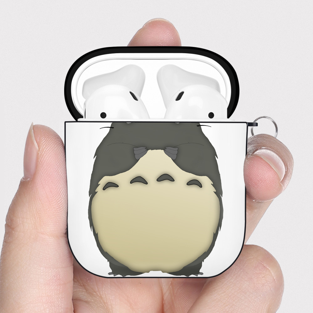 （画像用） となりのトトロ 草壁メイ 草壁サツキ My Neighbor Totoro Satsuki Kusakabe Mei Kusakabe AirPods 第2世代保護ケース ハードシェル ブラック 耐衝撃・防指紋・カラビナ付き