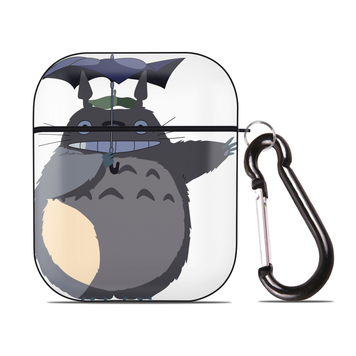（画像用） となりのトトロ 草壁メイ 草壁サツキ My Neighbor Totoro Satsuki Kusakabe Mei Kusakabe AirPods 第2世代保護ケース ハードシェル ブラック 耐衝撃・防指紋・カラビナ付き