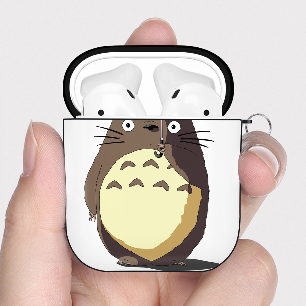 （画像用） となりのトトロ 草壁メイ 草壁サツキ My Neighbor Totoro Satsuki Kusakabe Mei Kusakabe AirPods 第2世代保護ケース ハードシェル ブラック 耐衝撃・防指紋・カラビナ付き