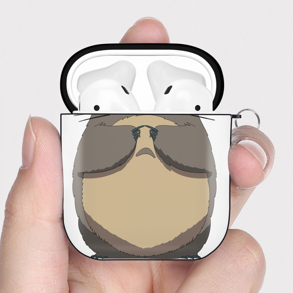（画像用） となりのトトロ 草壁メイ 草壁サツキ My Neighbor Totoro Satsuki Kusakabe Mei Kusakabe AirPods 第2世代保護ケース ハードシェル ブラック 耐衝撃・防指紋・カラビナ付き