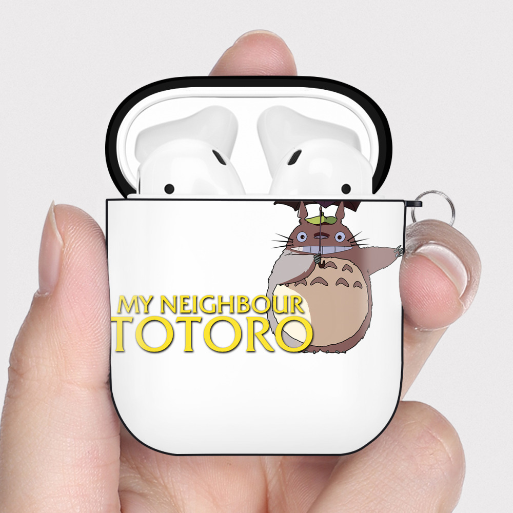 （画像用） となりのトトロ 草壁メイ 草壁サツキ My Neighbor Totoro Satsuki Kusakabe Mei Kusakabe AirPods 第2世代保護ケース ハードシェル ブラック 耐衝撃・防指紋・カラビナ付き