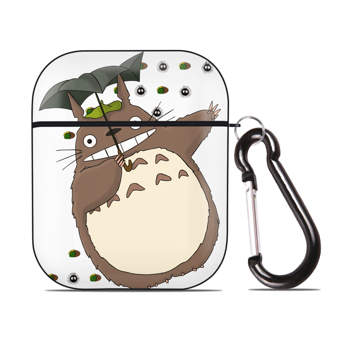 （画像用） となりのトトロ 草壁メイ 草壁サツキ My Neighbor Totoro Satsuki Kusakabe Mei Kusakabe AirPods 第2世代保護ケース ハードシェル ブラック 耐衝撃・防指紋・カラビナ付き