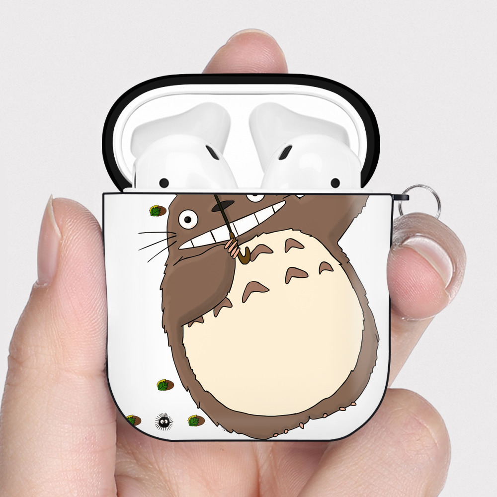 （画像用） となりのトトロ 草壁メイ 草壁サツキ My Neighbor Totoro Satsuki Kusakabe Mei Kusakabe AirPods 第2世代保護ケース ハードシェル ブラック 耐衝撃・防指紋・カラビナ付き