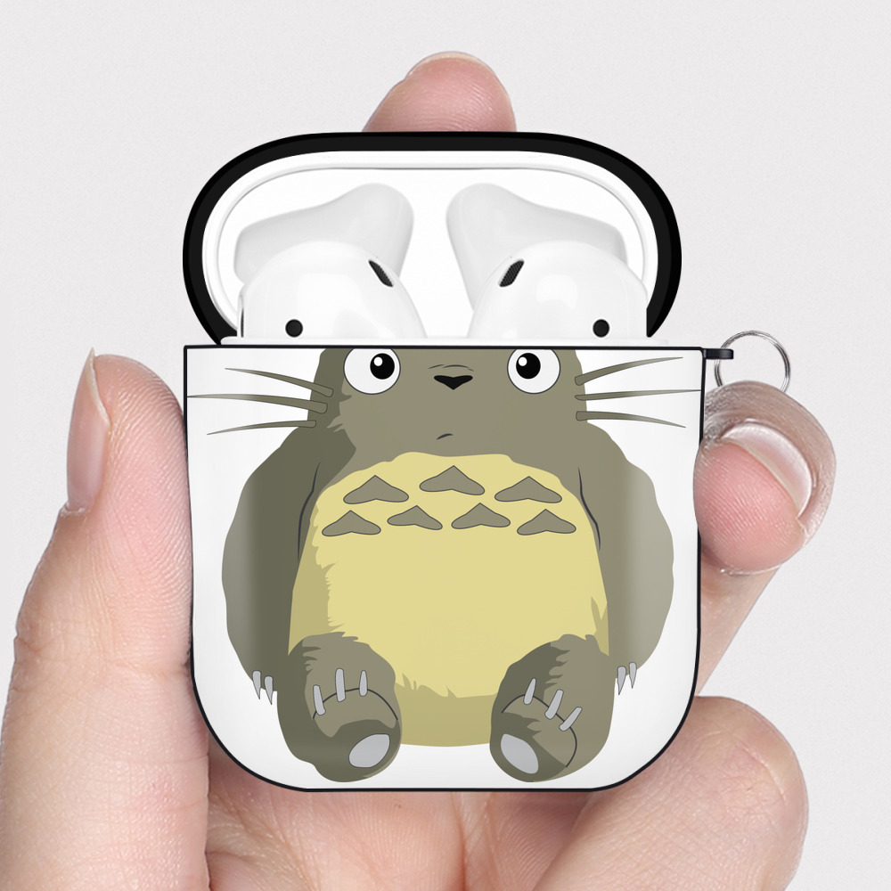 （画像用） となりのトトロ 草壁メイ 草壁サツキ My Neighbor Totoro Satsuki Kusakabe Mei Kusakabe AirPods 第2世代保護ケース ハードシェル ブラック 耐衝撃・防指紋・カラビナ付き