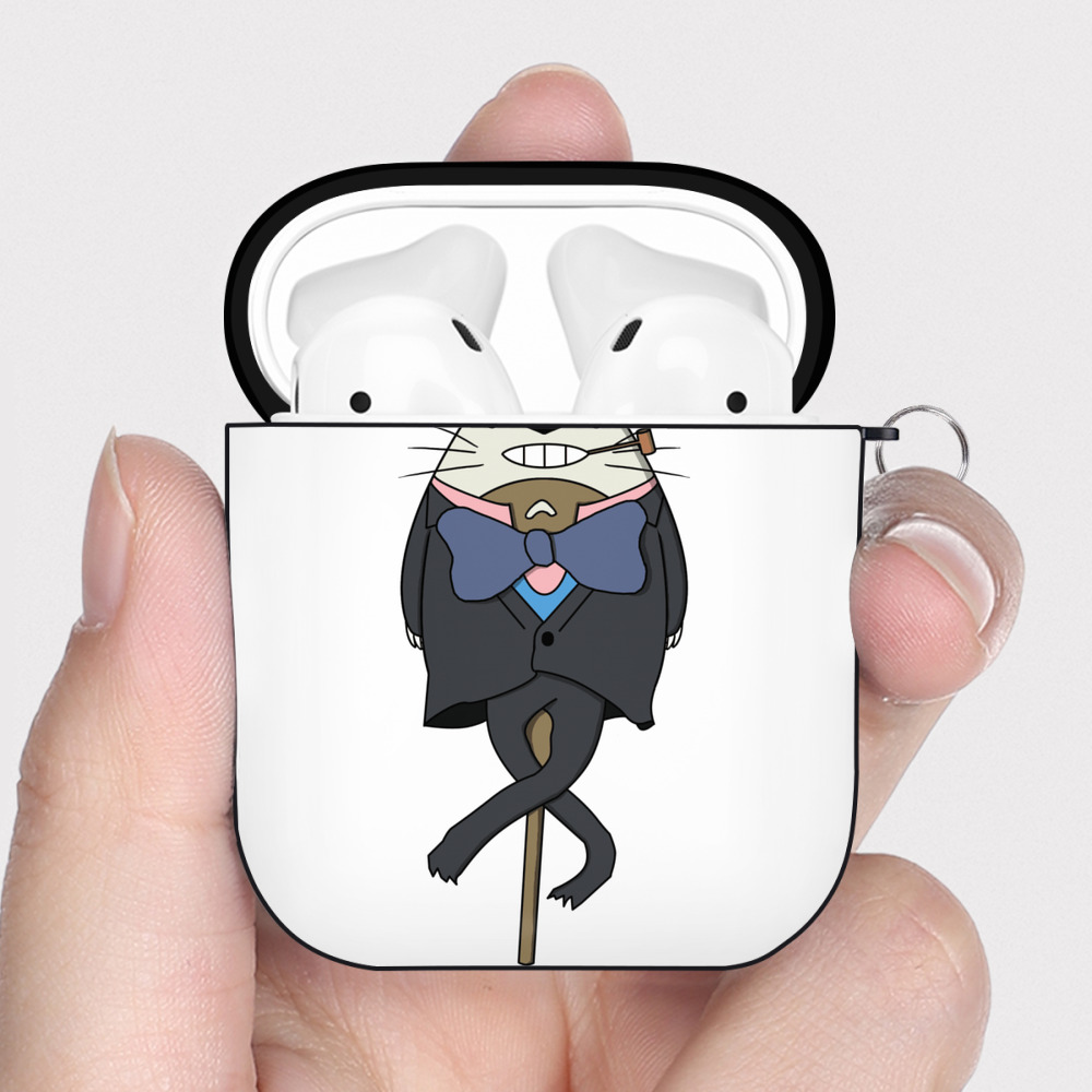 （画像用） となりのトトロ 草壁メイ 草壁サツキ My Neighbor Totoro Satsuki Kusakabe Mei Kusakabe AirPods 第2世代保護ケース ハードシェル ブラック 耐衝撃・防指紋・カラビナ付き