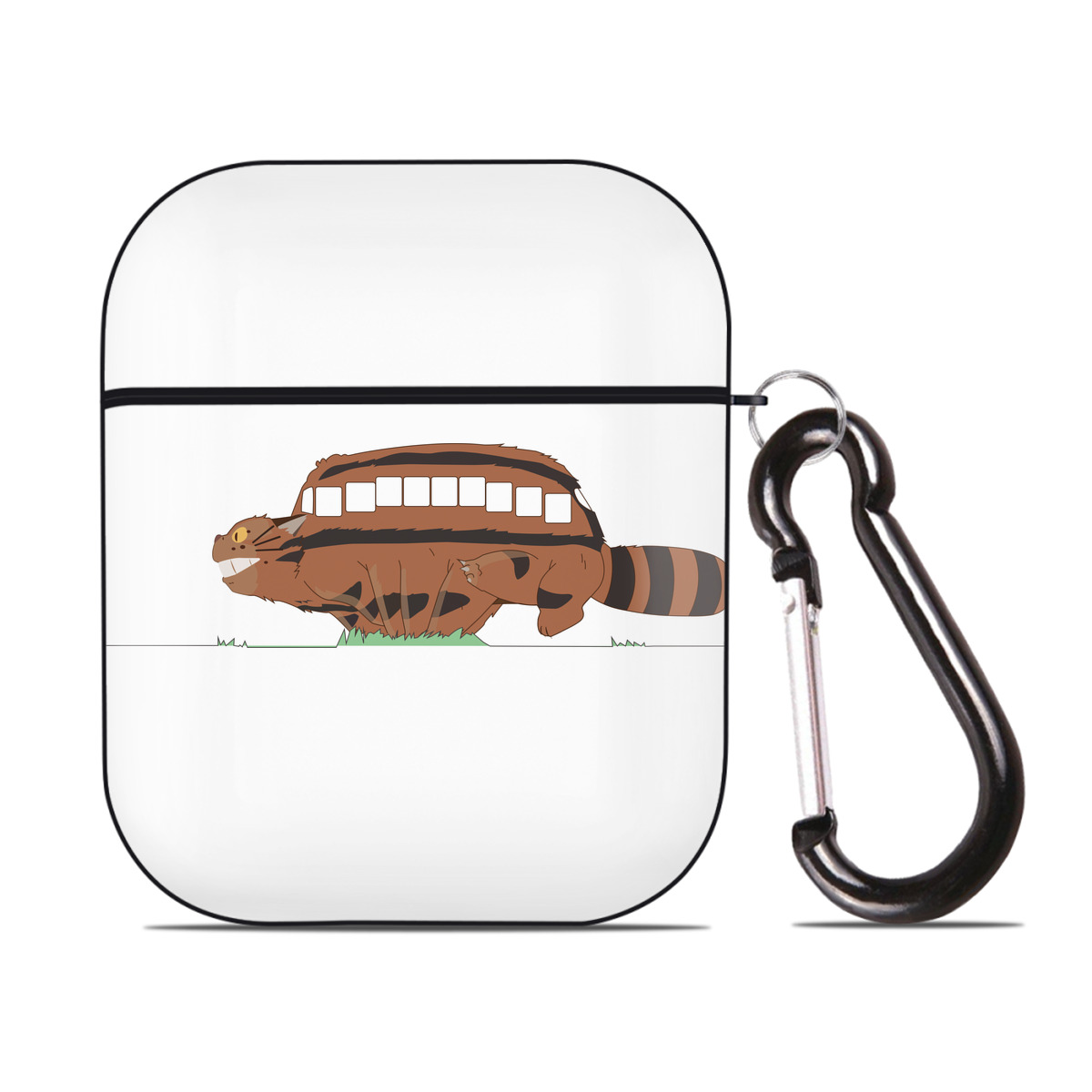 （画像用） となりのトトロ 草壁メイ 草壁サツキ My Neighbor Totoro Satsuki Kusakabe Mei Kusakabe AirPods 第2世代保護ケース ハードシェル ブラック 耐衝撃・防指紋・カラビナ付き