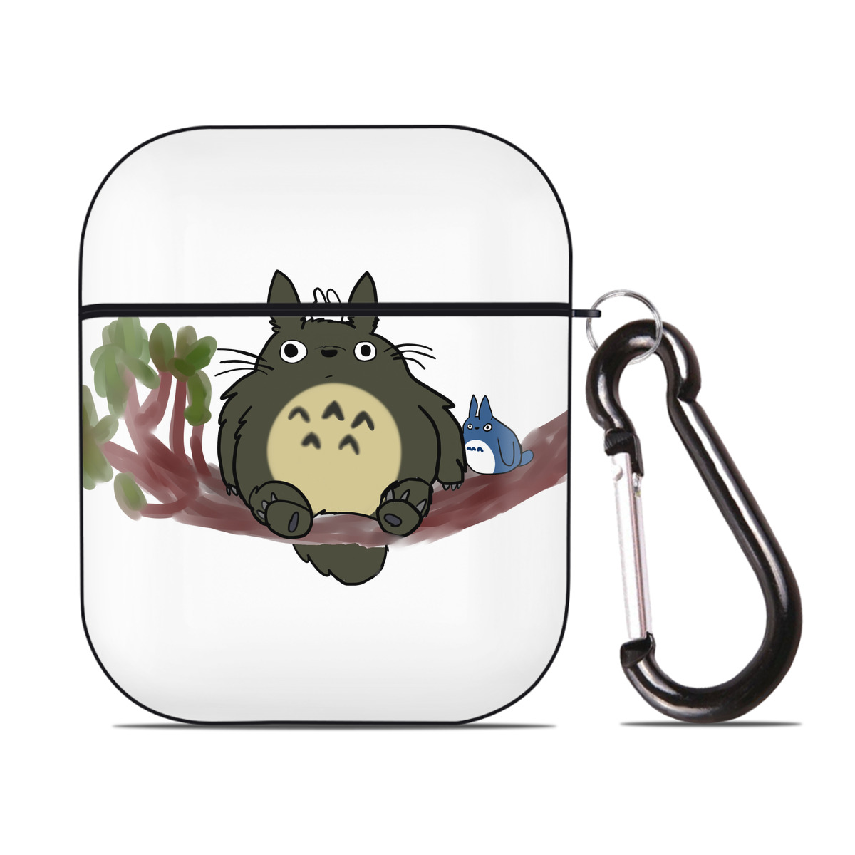 （画像用） となりのトトロ 草壁メイ 草壁サツキ My Neighbor Totoro Satsuki Kusakabe Mei Kusakabe AirPods 第2世代保護ケース ハードシェル ブラック 耐衝撃・防指紋・カラビナ付き