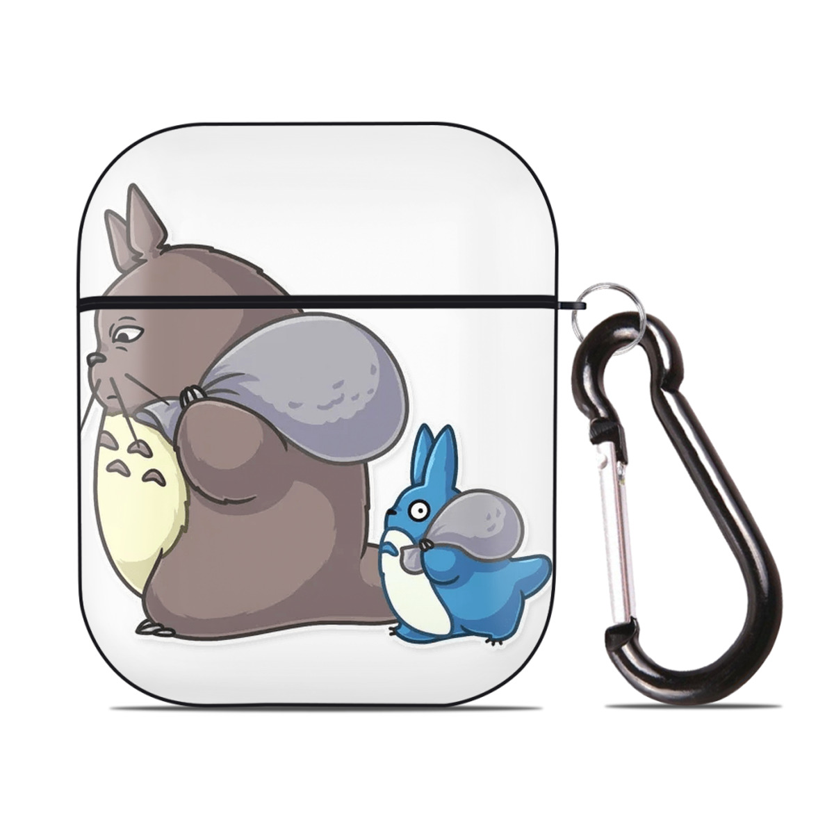 （画像用） となりのトトロ 草壁メイ 草壁サツキ My Neighbor Totoro Satsuki Kusakabe Mei Kusakabe AirPods 第2世代保護ケース ハードシェル ブラック 耐衝撃・防指紋・カラビナ付き
