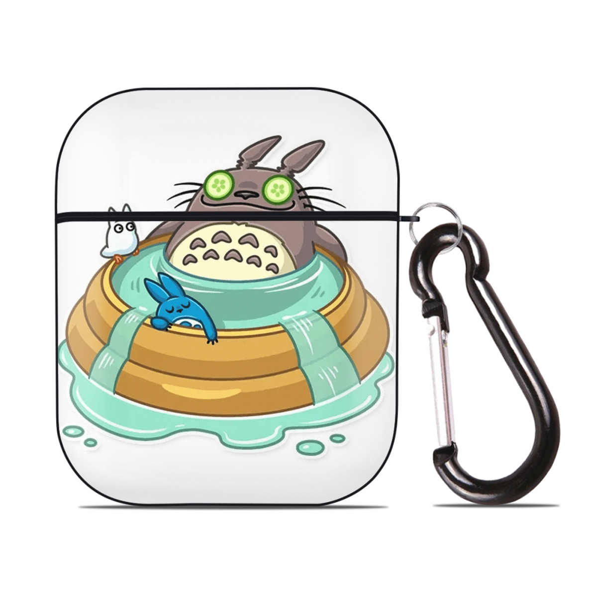 （画像用） となりのトトロ 草壁メイ 草壁サツキ My Neighbor Totoro Satsuki Kusakabe Mei Kusakabe AirPods 第2世代保護ケース ハードシェル ブラック 耐衝撃・防指紋・カラビナ付き