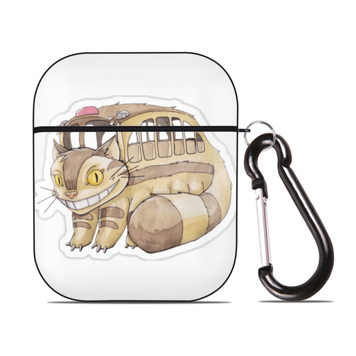（画像用） となりのトトロ 草壁メイ 草壁サツキ My Neighbor Totoro Satsuki Kusakabe Mei Kusakabe AirPods 第2世代保護ケース ハードシェル ブラック 耐衝撃・防指紋・カラビナ付き