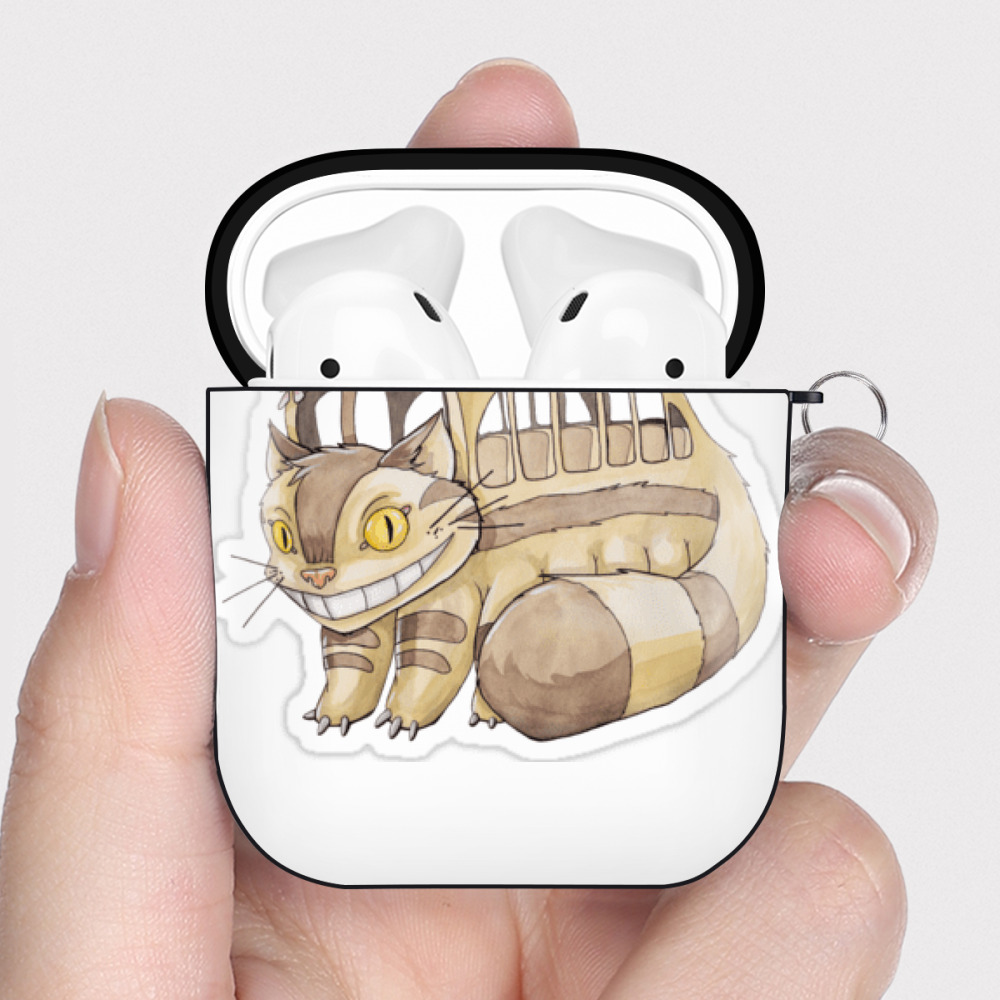 （画像用） となりのトトロ 草壁メイ 草壁サツキ My Neighbor Totoro Satsuki Kusakabe Mei Kusakabe AirPods 第2世代保護ケース ハードシェル ブラック 耐衝撃・防指紋・カラビナ付き