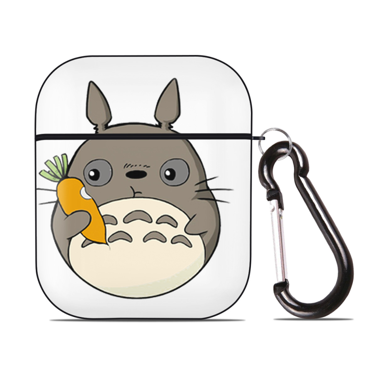 （画像用） となりのトトロ 草壁メイ 草壁サツキ My Neighbor Totoro Satsuki Kusakabe Mei Kusakabe AirPods 第2世代保護ケース ハードシェル ブラック 耐衝撃・防指紋・カラビナ付き