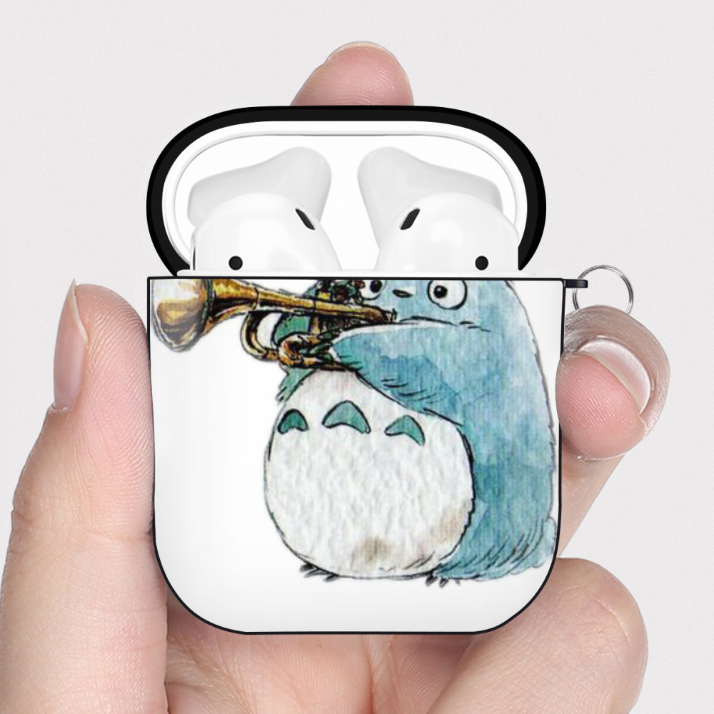 （画像用） となりのトトロ 草壁メイ 草壁サツキ My Neighbor Totoro Satsuki Kusakabe Mei Kusakabe AirPods 第2世代保護ケース ハードシェル ブラック 耐衝撃・防指紋・カラビナ付き