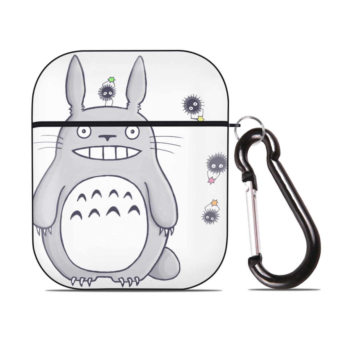 （画像用） となりのトトロ 草壁メイ 草壁サツキ My Neighbor Totoro Satsuki Kusakabe Mei Kusakabe AirPods 第2世代保護ケース ハードシェル ブラック 耐衝撃・防指紋・カラビナ付き
