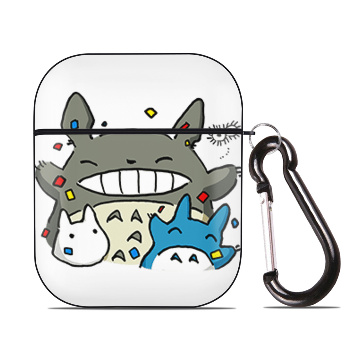 （画像用） となりのトトロ 草壁メイ 草壁サツキ My Neighbor Totoro Satsuki Kusakabe Mei Kusakabe AirPods 第2世代保護ケース ハードシェル ブラック 耐衝撃・防指紋・カラビナ付き