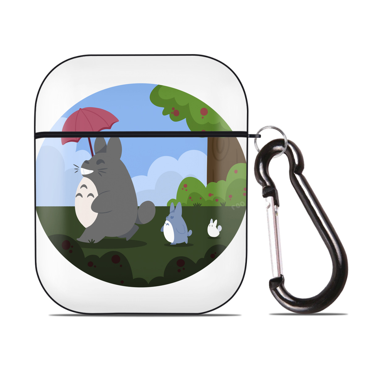 （画像用） となりのトトロ 草壁メイ 草壁サツキ My Neighbor Totoro Satsuki Kusakabe Mei Kusakabe AirPods 第2世代保護ケース ハードシェル ブラック 耐衝撃・防指紋・カラビナ付き